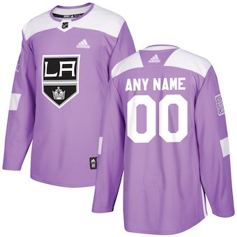 NHL Men adidas Los Angeles Kings Purple Hockey Fights Cancer Customized Practice Jersey